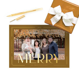 Eenvoudige en moderne Gold Lijst foto Folie Feestdagenkaart