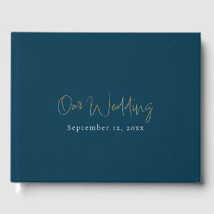 Eenvoudige en moderne gouden, minimalistische brui gastenboek