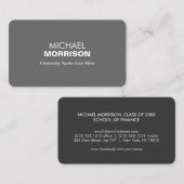Eenvoudige en moderne Grey Afstuderen Student Univ Contactkaartje (Voorkant / Achterkant)