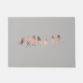 Eenvoudige en moderne grijze en Faux koperen vogel Deurmat