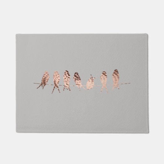 Eenvoudige en moderne grijze en Faux koperen vogel Deurmat (Voorkant)