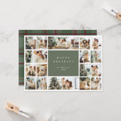 Eenvoudige en moderne groene multi-fotovakantie kaart (Voorkant / Achterkant in situ)