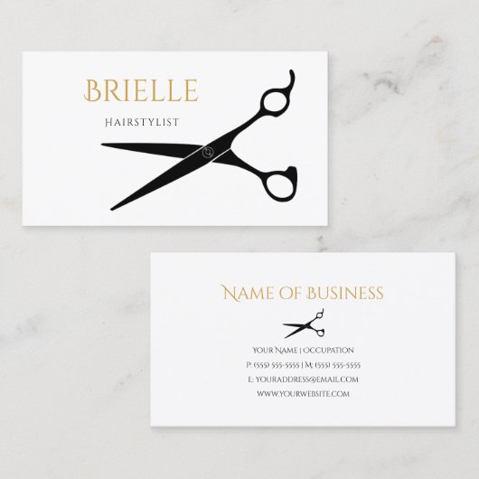 Eenvoudige en moderne haarsnijscharen Haarstylist Visitekaartje (Voorkant / Achterkant)