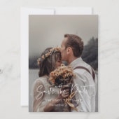 Eenvoudige en moderne handgeschreven scriptfoto save the date (Voorkant)