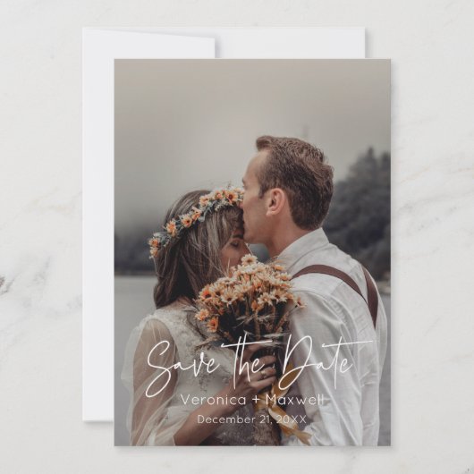 Eenvoudige en moderne handgeschreven scriptfoto save the date (Voorkant)