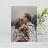 Eenvoudige en moderne handgeschreven scriptfoto save the date (Staand voorkant)