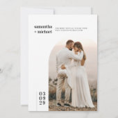Eenvoudige en moderne hedendaagse fotobruiloft kaart (Achterkant)