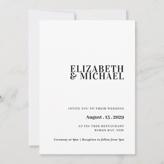 Eenvoudige en moderne huwelijksuitnodiging kaart (Voorkant)
