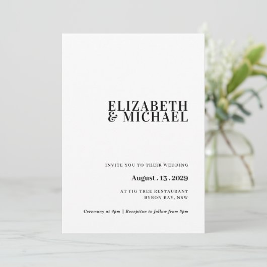 Eenvoudige en moderne huwelijksuitnodiging kaart (Staand voorkant)