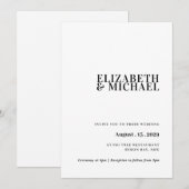 Eenvoudige en moderne huwelijksuitnodiging kaart (Voorkant / Achterkant)