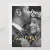 Eenvoudige en Moderne Kalligrafie Foto Bruiloft Save The Date (Voorkant)