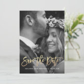 Eenvoudige en Moderne Kalligrafie Foto Bruiloft Save The Date (Staand voorkant)