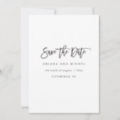 Eenvoudige en Moderne Kalligrafie Foto Bruiloft Save The Date (Achterkant)