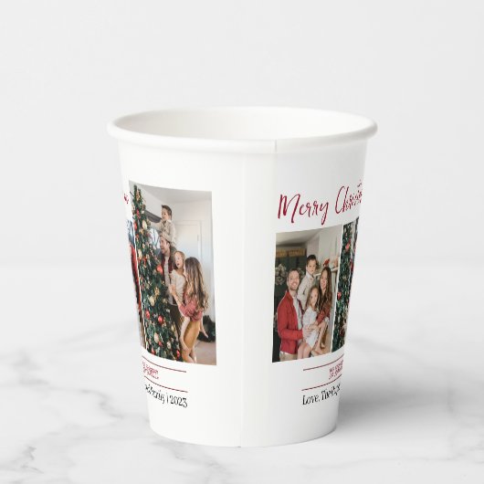 Eenvoudige en moderne kerst familie foto collage papieren bekers (Rechts)