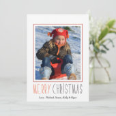 Eenvoudige en moderne kerstfotokaart feestdagenkaart (Staand voorkant)