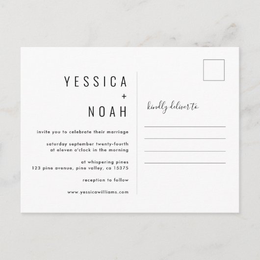 Eenvoudige en moderne minimalistische trouwfotogra uitnodiging briefkaart (Voorkant)