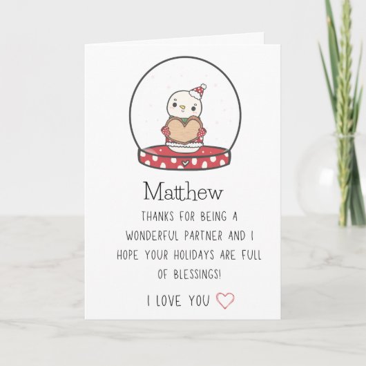 Eenvoudige en moderne partner naam Prettig kerstfe Feestdagen Kaart (Voorkant)