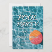 Eenvoudige en moderne pool party uitnodiging (Voorkant)