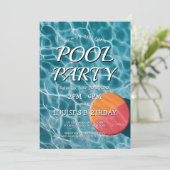 Eenvoudige en moderne pool party uitnodiging (Staand voorkant)