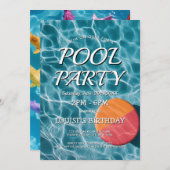 Eenvoudige en moderne pool party uitnodiging (Voorkant / Achterkant)