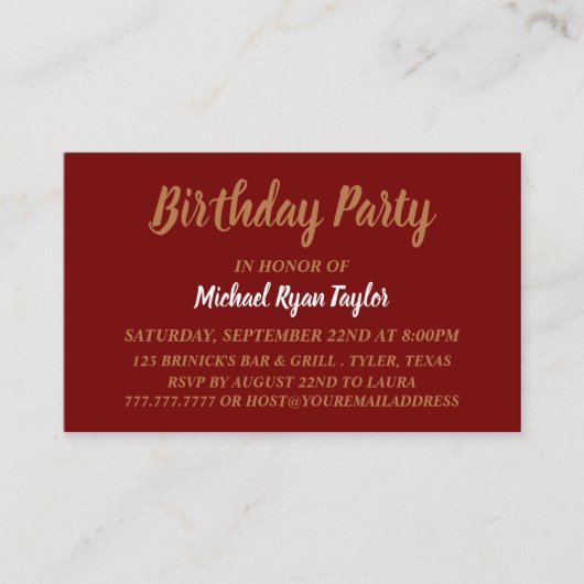 Eenvoudige en moderne, 'Red & Gold'-feestdag Visitekaartje (Voorkant)