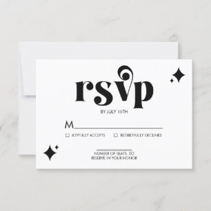 Eenvoudige en Moderne Retro Trouw RSVP Kaart