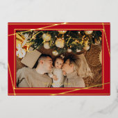 Eenvoudige en moderne Rode Kerst Folie Feestdagenkaart (Voorkant)