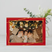 Eenvoudige en moderne Rode Kerst Folie Feestdagenkaart (Staand Voorkant)