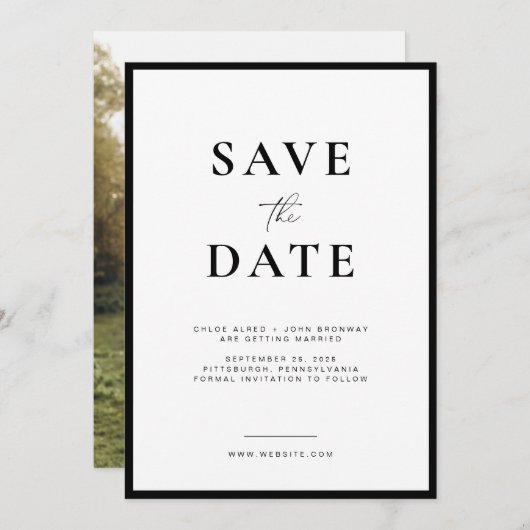 Eenvoudige en moderne save the date met foto kaart (Voorkant / Achterkant)