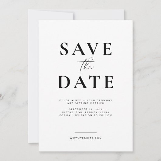Eenvoudige en moderne Save the Date met foto Kaart (Voorkant)