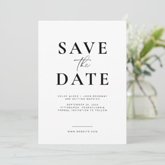 Eenvoudige en moderne Save the Date met foto Kaart (Staand voorkant)