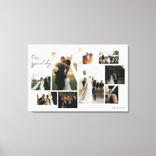 Eenvoudige en moderne trouwfotocollage canvas afdruk