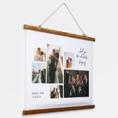 Eenvoudige en moderne trouwfotocollage hangend wandkleed (Gebogen)