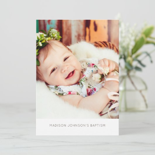 Eenvoudige en moderne uitnodiging voor Baptisme-fo (Staand voorkant)