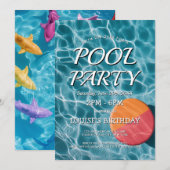 Eenvoudige en moderne uitnodiging voor een zwembad (Voorkant / Achterkant)