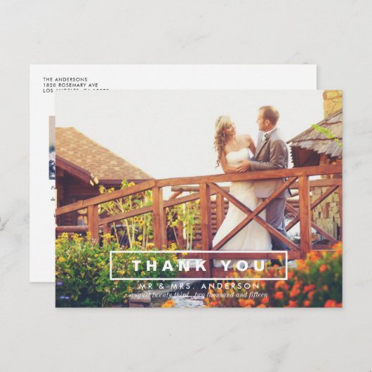 EENVOUDIGE EN MODERNE WEDINGFOTO DANK U BRIEFKAART (Voorkant / Achterkant)