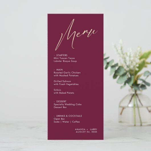 Eenvoudige en moderne wijn- en goudweduwenmenu-Kaa Menu (Staand voorkant)