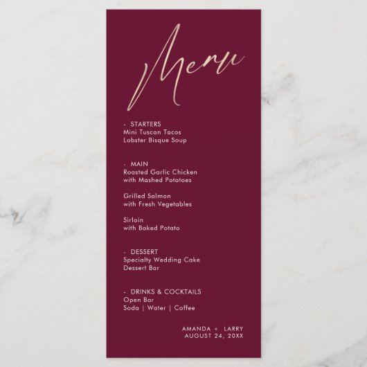 Eenvoudige en moderne wijn- en goudweduwenmenu-Kaa Menu (Voorkant)