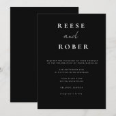 Eenvoudige en moderne zwart-wit bruiloft kaart (Voorkant / Achterkant)