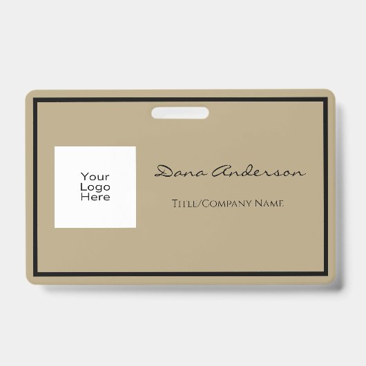 Eenvoudige en moderne zwarte en bruine badge (Voorzijde)