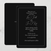 Eenvoudige en Moody Black bruiloft uitnodiging (Voorkant / Achterkant)