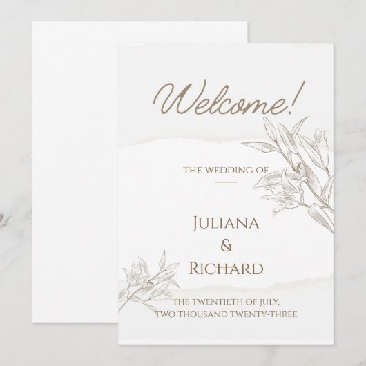 Eenvoudige en mooie bruiloft uitnodigingen (Voorkant / Achterkant)