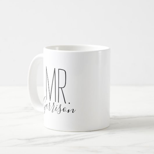 Eenvoudige en Mooie Persoonlijke Mr. Monogram Koffiemok (Voorkant links)