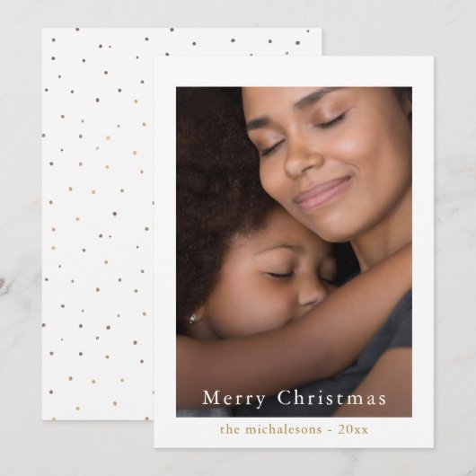 Eenvoudige en mooie stippen Kerstmis foto Feestdagenkaart (Voorkant / Achterkant)