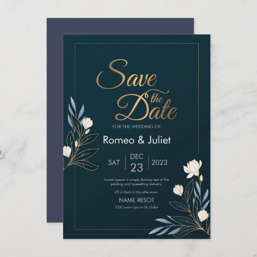 Eenvoudige en prachtige bruiloft uitnodiging (Voorkant / Achterkant)