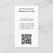 Eenvoudige en professionele QR-code voor fotografe Visitekaartje (Achterkant)