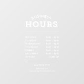 Eenvoudige en professionele witte kantooruren raamsticker (Vel)