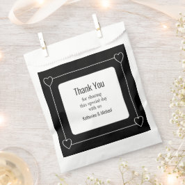 Eenvoudige en romantische harten Black Wedding Bedankzakje