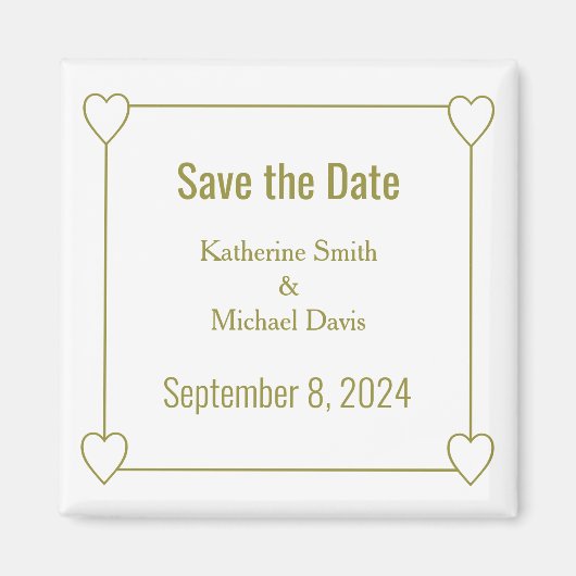 Eenvoudige en romantische harten Save the Date Wed Magneet (Voorkant)
