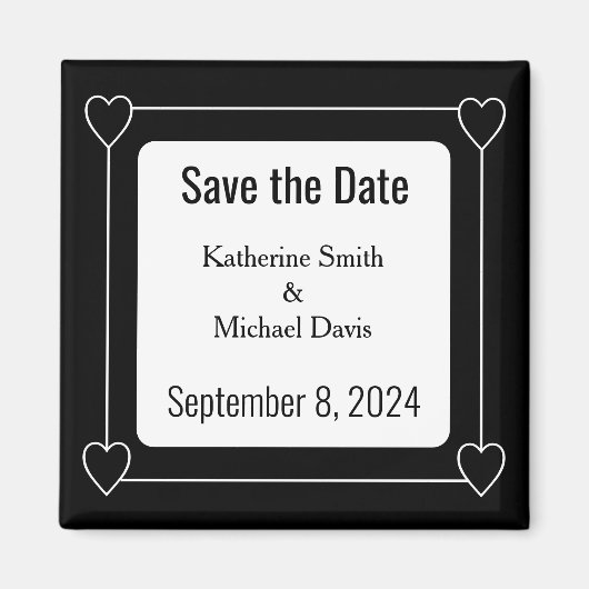 Eenvoudige en romantische harten Save the Date Wed Magneet (Voorkant)